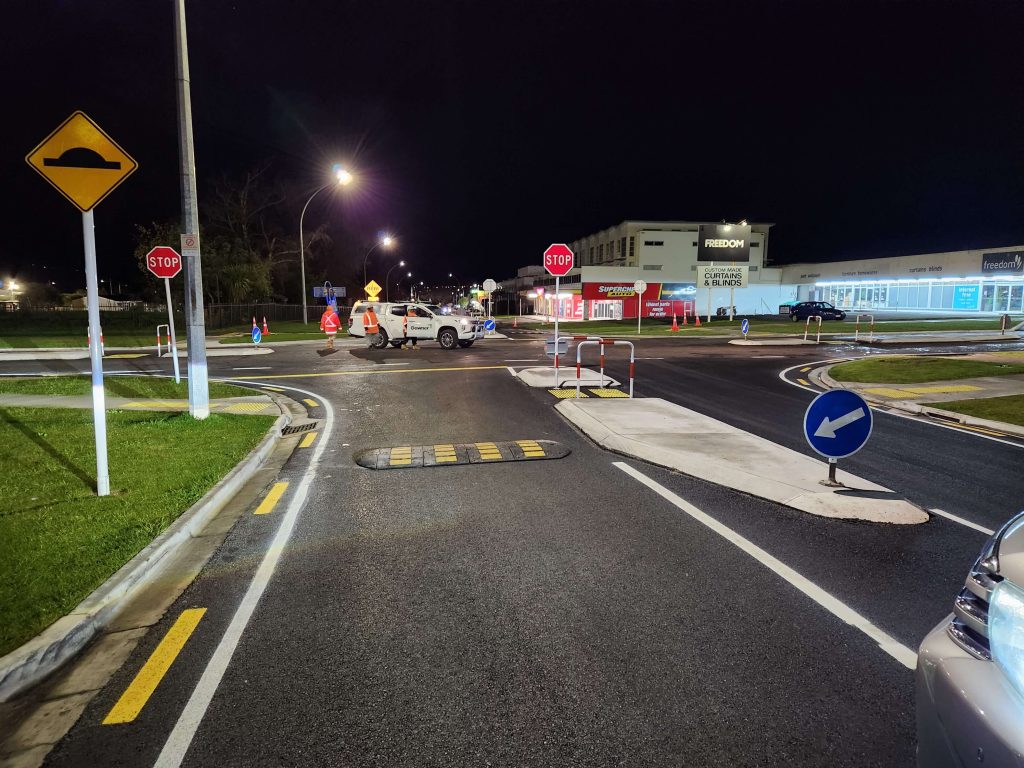 Roadworks at night